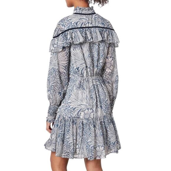 Hope & Ivy William Morris Marigold Ruffle Tiered Dress Size 14 Blue Floral Boho - Picture 6 of 16